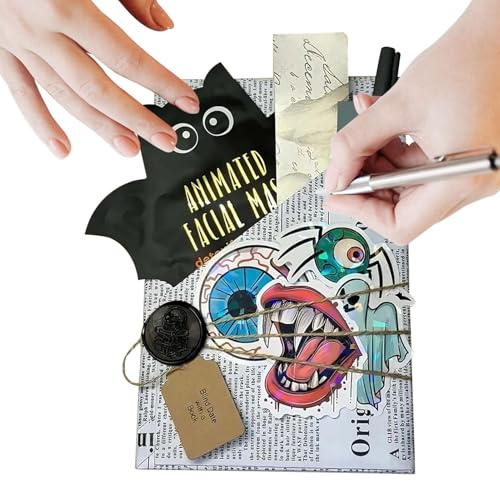 Renchey Le Rendez-Vous Aveugle avec Un Livre pour Halloween - Décorations De Livres Mystères - Fournitures pour Amateurs De Lecture Thème Chauve-Souris Et Fantôme Halloween pour Femmes, Adultes Et