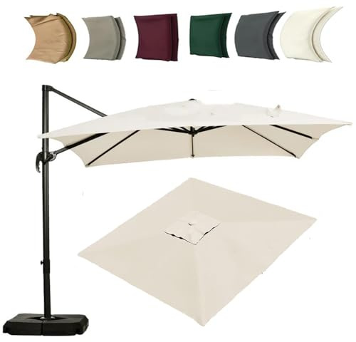 Auvent rectangulaire de 4 x 3 m pour parasol de terrasse déporté – Housse d'ombrage de jardin à 8 baleines – Tissu imperméable beige (4 x 3 m)