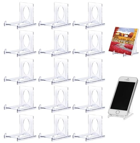 DqiUnaX 15 Stück Kartenständer Acryl, Postkartenständer Und Fotoständer, Display Ständer Für Sammelkarten, Medaillen Und Münzen, Transparente Acryl Ständer Für Büro Und Zuhause