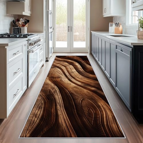 Generisch Läufer Flur Vintage Aus Holz, Waschbarer Teppich Läufer Scheune Holzbrett Bauernhof 50x150, Küchenteppich, Eingangsbereich, Bettvorleger, Schlafzimmer Deko, rutschfest, Kurzflor j297