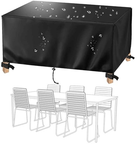 Housse Table Exterieure Bache pour Salon de Jardin, 200x100x75cm/Longueur x Largeur x Hauteur Housse de Protection Table Exterieur Rectangulaire, Anti-déchirure et Anti-UV Antipoussière, Impermeable