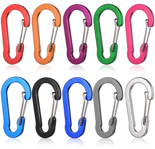 12 PcsCarabiner Clips with Keyrings, Carabiner Keyring ClipsCarabina Clips, D Ring Shape Key Ring Carabiner Clip Carabiners for Keys Outdoor Camping Keychains Bags Fishing Traveling Hiking