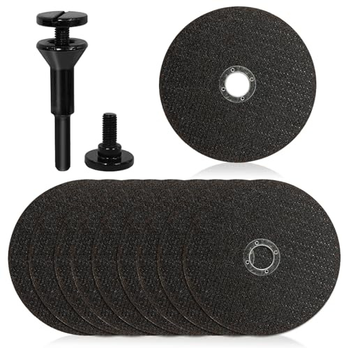 10Pcs 4 inch Cut Off Wheels, 1/4 in Mounting Mandrel Kit for Die Grinder Metal Cutting Discs Cutter Die Grinder Accessories Rotary Tool Drill Attachment for Metalworking Plastics(Black)