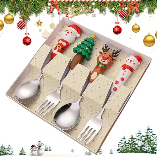 Set di natalizi – stoviglie in acciaio | eleganti stoviglie con, ciotole, posate e utensili da portata per pasti festivi, riunioni di famiglia e stagionali