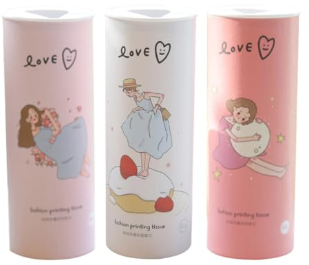 SOPOTUTU Lot de 3 Distributeurs de Mouchoirs Cylindriques Imprimés pour Voiture Papier en Tissu Portable Compact et Décoratif Adapté Bureau Salle de Bain et Voyage Accessoires Auto