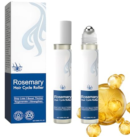 Suero Capilar Roll-On Romero, Para el Crecimiento del Cabello, 2 Unidades Suero todo tipo cabello, Fórmula Natural, Tratamiento que Fortalece la Raíz, Estimula el Cuero Cabelludo