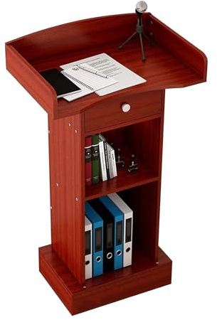 JIANSMZ Lecture Pulpit,Lightweight Lecterns High Density Board Podium Stand with Open Storage Teacher Podiums Laptop Desk Modern Standing Lectern