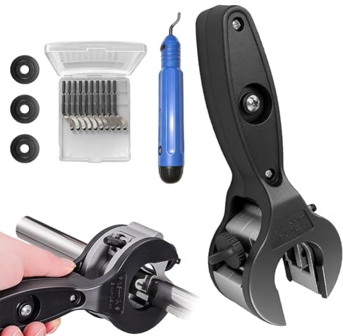 Juego de cortatubos de carraca de acero inoxidable, 8 – 29 mm, cortador de tubos de cobre para acero inoxidable, cobre, aluminio, PVC, cortatubos con 3 ruedas de repuesto y herramienta de desbarbado