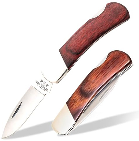 Bear & Son Executive Lockback Pocket Knife, Rosewood Handle w/Nickel Silver Bolsters, 2.12 High Carbon Stainless Steel Drop Point Blade, Plain Edge, Nail Nick, 3 Closed, 1.5 oz, Made in USA