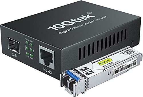 10Gtek Gigabit Ethernet Medienkonverter, SFP Slot mit SFP LX Modul, Single-Mode Dual LC Faser, 1310nm, 20km