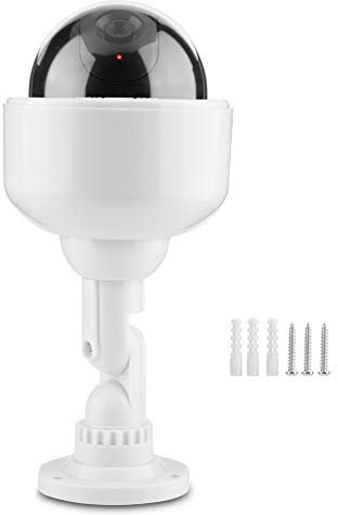 Tosuny Telecamera di Sicurezza fittizia, Telecamera CCTV a Cupola fittizia Interno/Esterno Telecamera di sorveglianza Impermeabile con LED Lampeggiante, Rotazione di 360 °