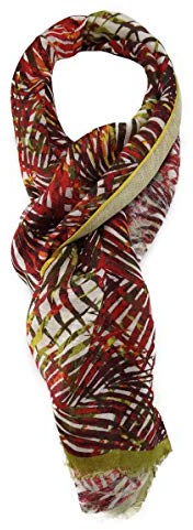 TigerTie Schal in rot beige gelb weinrot grau grün gemustert Gr. 180 x 50 cm