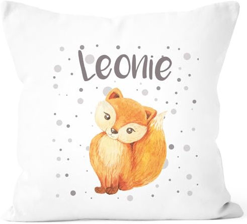 SpecialMe Kissenbezug mit Namen Fuch Füchsin Kissen-Hülle Namenskissen Baumwolle personalisierte Geschenke Dekokissen Weiss Unisize