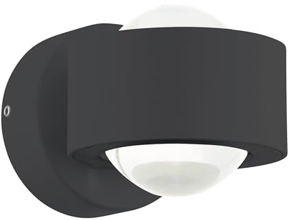 EGLO LED Außen-Wandlampe Treviolo, 2 flammige Außenleuchte Wand | Wandleuchte aus Aluminium-Guss in Anthrazit und Glas in Weiß, Außenlampe warmweiß, IP44