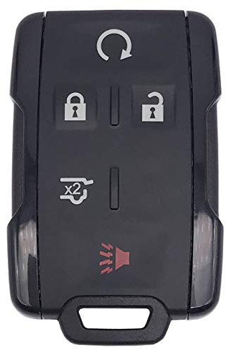 Smart Key Fob Shell Case Fits for GMC Yukon Sierra 1500 Chevrolet Suburban Tahoe Keyless Entry Remote Control Car Key Fob Cover (Black, 5 Buttons)