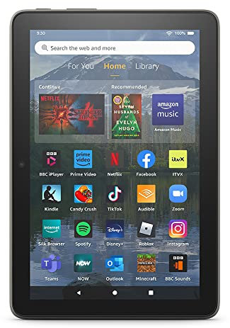 Amazon Fire HD 8 Plus tablet | 8-inch HD display, 64 GB, 3 GB RAM, wireless charging, 2022 release, with ads, Grey
