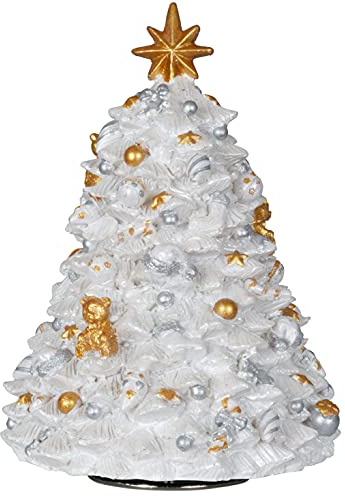 Christmas Paradise Mechanische Spieluhr Weihnachtsbaum 17cm Christbaum Aufziehbar Silber-weiß