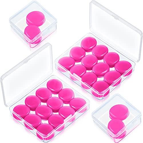 14 Pairs Silicone Ear Plugs for Sleeping Soft Reusable Moldable Silicone Earplugs Gel Ear Plugs Noise Cancelling Earplugs with Case for Swimming, Snoring, Concert, Airplane (Rose Red)