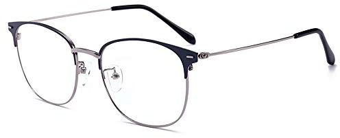 LNTICB Occhiali Filtro Luce Blu Occhiali da Computer Super Leggera Montatura in Metallo con Lenti Trasparenti Neutri Retrò Anti-radiazioni Blocco UV Anti-affaticamento per Uomo Donna