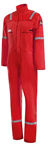 Roots Lightweigh Welders Overalls, Flamebuster 2 Flame Resistant Reflective Mens Boilersuit Coveralls - RO28090 - Red 40
