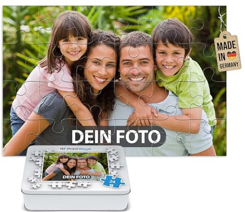 Foto-Puzzle 24-1000 Teile in inkl. hochwertiger Metalldose - mit eigenem Foto Bedrucken - Puzzle selber gestalten - 24 Teile in Metalldose