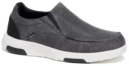 OrthoComfoot Men's Orthopedic Canvas Slip-On, Flat Feet Plantar Fasciitis Supportive Sneakers for Driving, Flat Outdoor Walking Shoes for Shock Absorber Black Size 12