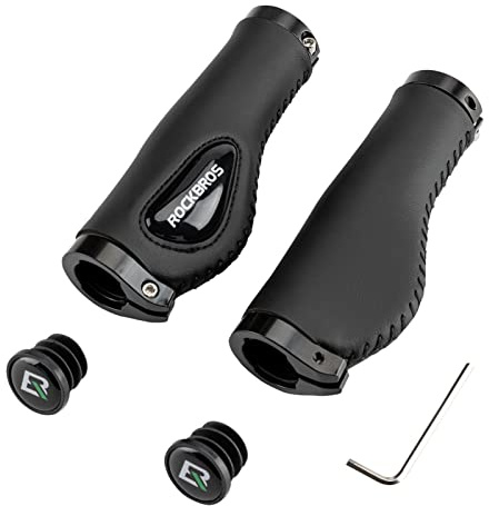 ROCKBROS Bike Handle Grips Ergonomics Design Soft Gel Dual Lock on Bicycle Handlebar Grips for Mountain MTB MBX Bike Electric Scooter Black