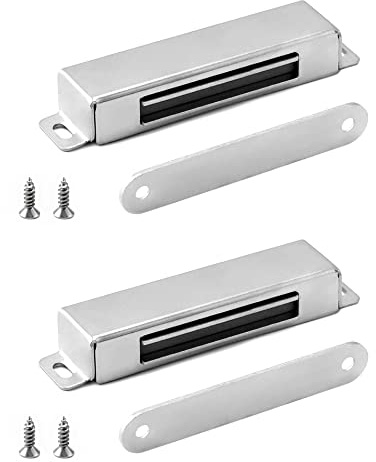 QWORK 2 Pezzi Chiusura Magnetica Tutto in Metallo - Forza di Tenuta 18kg - Calamite per Mobili Chiusura per Porte Armadi Cassetti