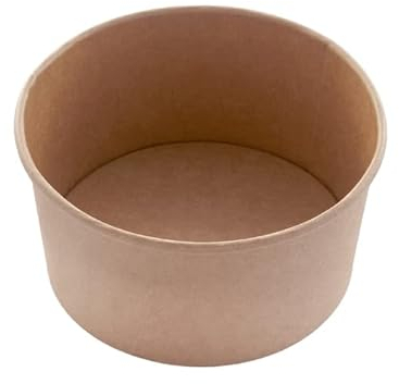 Lot de 600 bols à salade jetables en carton kraft marron rond avec couvercle RPET - Salade jetable en carton avec revêtement intérieur PLA (1000 ml/600 pièces)