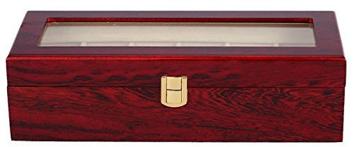 6 Wooden Watch Box with Glass Top Jewellery Organiser Storage Gift for Men, Sequoia