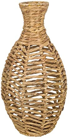 Vase décoratif en osier de jacinthe d'eau - Vase élégant Boho pour plantes et fleurs artificielles - 57 cm
