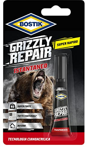 Bostik Grizzly Repair Istantaneo super colla per riparazioni veloci 3g trasparente