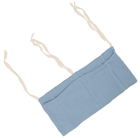 Baby-Hängespielzeugtasche, Weicher, Verstellbarer Riemen, 2 Taschen, Aufbewahrung, Reines Baumwolltuch, Babybett-Hängetasche für Schlafzimmer (Blau Schwarz