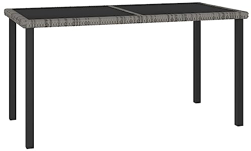 prissent 140x70x73 cm Garten-Esstisch Poly Rattan Grau Esstisch Balkontisch Tisch Outdoor Garten Beistelltisch Polyrattan Tisch Ideal für Garten Oder Terrasse Leicht Zu Pflegen Und Zu Reinigen