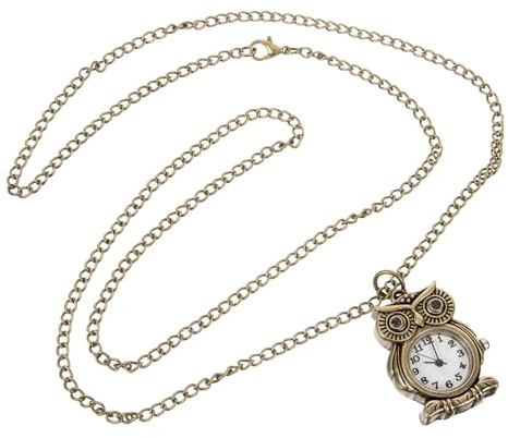 Holibanna Retro Taschenuhr Damen und Herren mit Eulen Motiv Leichtes Metallgehäuse Einzigartiges Antikes Design Tragbar für Hochzeit und Geburtstag