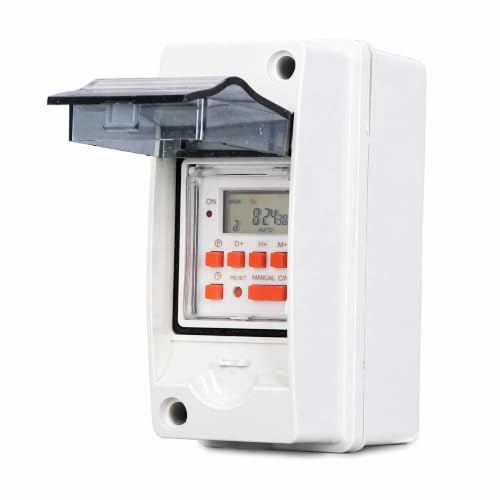 Zeitschaltuhr, Programmierbarer Digitaler Wand-Zeitschaltuhr mit 200-mAh-Batterie, 7 Tage 18 EIN/AUS-Timer-Einstellungen, Ideal für den Außenbereich, Lampen, Pool, Aquarium