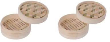 Set di 2 cestini in bambù per cottura a vapore per verdure, dessert, verdure, cottura a vapore, 21 cm