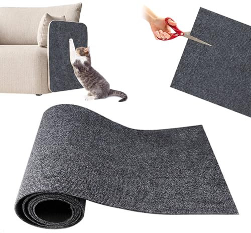 papasgix Selbstklebend Kratzmatte Katze Wand, DIY Katzen Kratzbrett Ecke Hund, Kratzschutz Sofa Katze Kratzteppich Katzenkratzmatte für Katzenständer Holzgriff Katzenturm(Dunkelgrau，40x200cm)