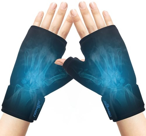 NEWGO Gel-Handschuhe Kühlhandschuhe Kälte & Wärme Therapie für Hände, Finger bei Chemo-Therapie, Rheuma 2 stuck(Schwarz)