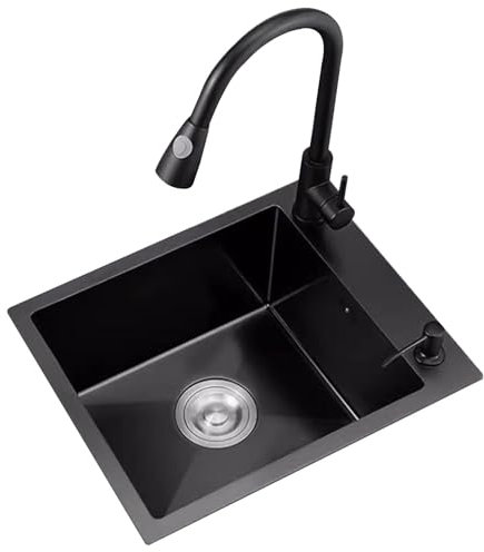 Lavelli da cucina Lavandino Per Stoviglie Lavandino Lavamani Di Piccole Dimensioni Lavello Da Bancone Del Mini Bar Da Cucina Per Uso Domestico Lavello Ad Una Vasca Con Rubinetto Estraibile(42*48*22cm)