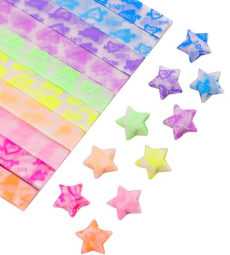 Origami Paper Star Strips 630 Blätter leuchten im dunklen Origami Sternpapier -Cupid -Design 10 Farben Origami -Papierstreifen für Sterne falten