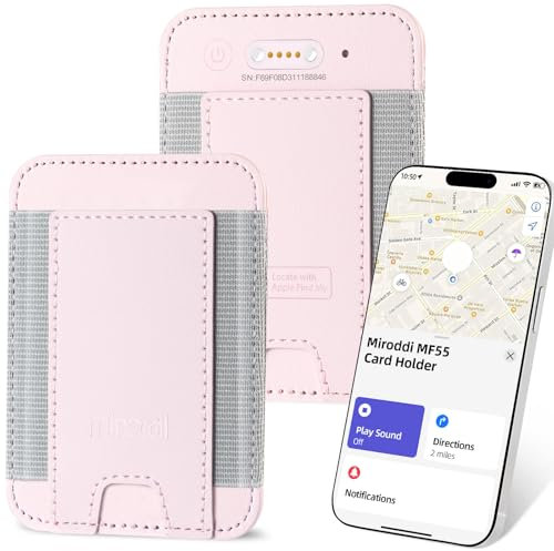 Miroddi Kreditkartenetui mit Find My, Premium Leder Kleine Geldbörse für Damen, RFID Blocking Slim Card Wallet für Damen Herren, Minimalistische Business Credit Card Wallet, Hält bis zu 14 Karten,