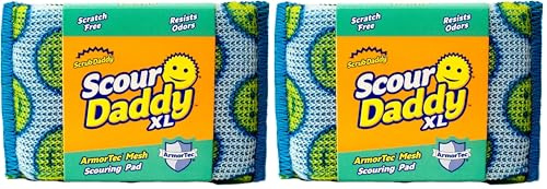Scrub Daddy Scour Daddy XL, Estropajo Cocina Limpieza, Almohadilla de Fregar Resistente para Limpiar, Alternativa a los Estropajos Metálicos para Cocina, Esponjas para Lavar Platos, Grigio