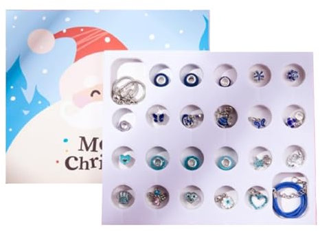 Schmuckset, Feiertags-Bastelkalender, Adventskalender für Bastler, Weihnachtsschmuck-Set, kreativer Kalender, Perlenherstellung, Adventskalender, festliches Armband-Set für Weihnachtsschmuck
