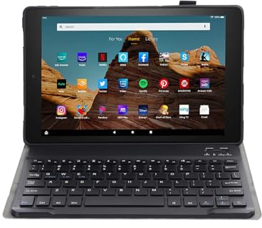 leleyo Funda con teclado para tablet Amazon Fire HD 10, cubierta inteligente magnética con teclado Bluetooth inalámbrico extraíble para Amazon Fire HD 10 (2021/2023) de 10.1 pulgadas, color negro