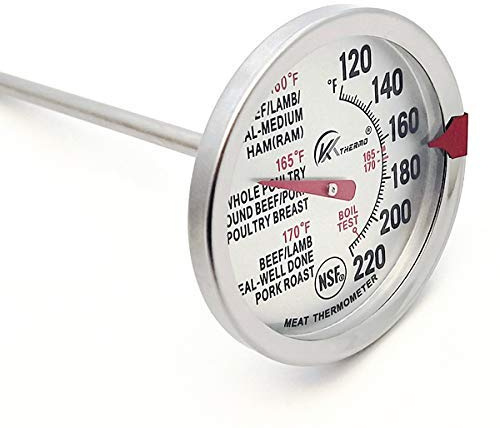 Meat Thermometer, Digital Instant Read Kitchen Food Thermometer with 4.6 Long Probes, 2.5” Waterproof Digital Grill Thermometer for Cooking, Beef, BBQ, Baking, Silver