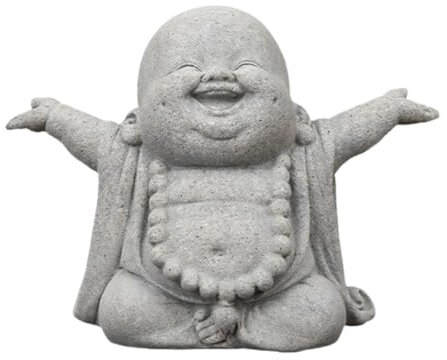 Buddha Sandstone Statues Praying Monk Sandstone Figurine Feng Shui Ornaments for Outdoor Gardens & Indoor Meditation Rooms,Bonsai Micro Landscape Decor Fish Tank Aquarium Decoration (grey)