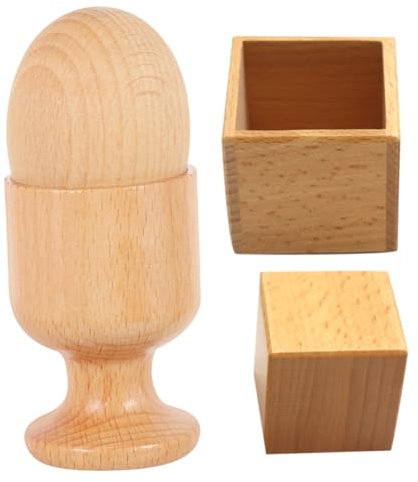 Vaguelly 2juegos Juguetes De Coordinación Ojo-Mano De Juguete De Bloque Cuadrado De Caja De Madera De Huevo y Huevera para Entrenar Habilidades Motrices para Pequeños Casa
