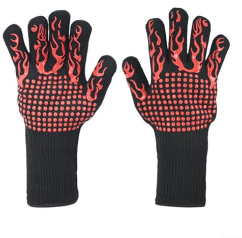 Heavy Duty Insulated Gloves for High Temperature Tasks like For Grilling, Baking, Cooking and Welding Machine Washable (Red)