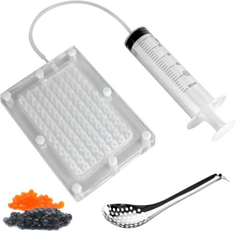 96 Caviar Balls Maker - Kit de gastronomía molecular con caja de caviar, jeringa, tubo y cuchara